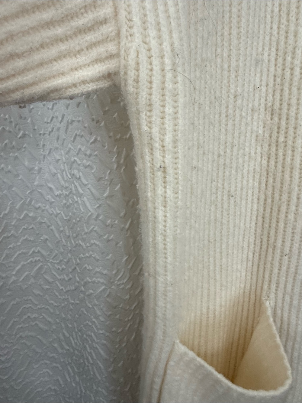Abercrombie & Fitch Cream Ribbed Open-Front Long Robe - Picture 6 of 6